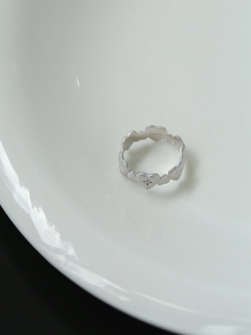 925 Silver New Lace Ring Brushed Matte Hollow Ring - floysun