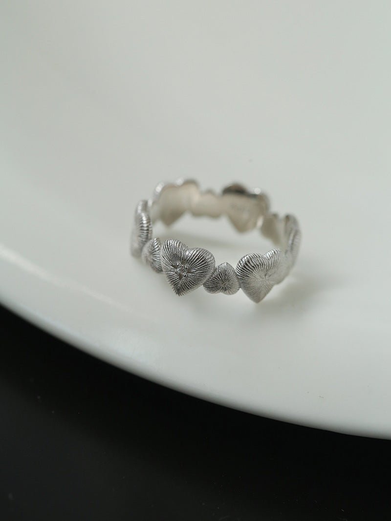 925 Silver New Lace Ring Brushed Matte Hollow Ring - floysun