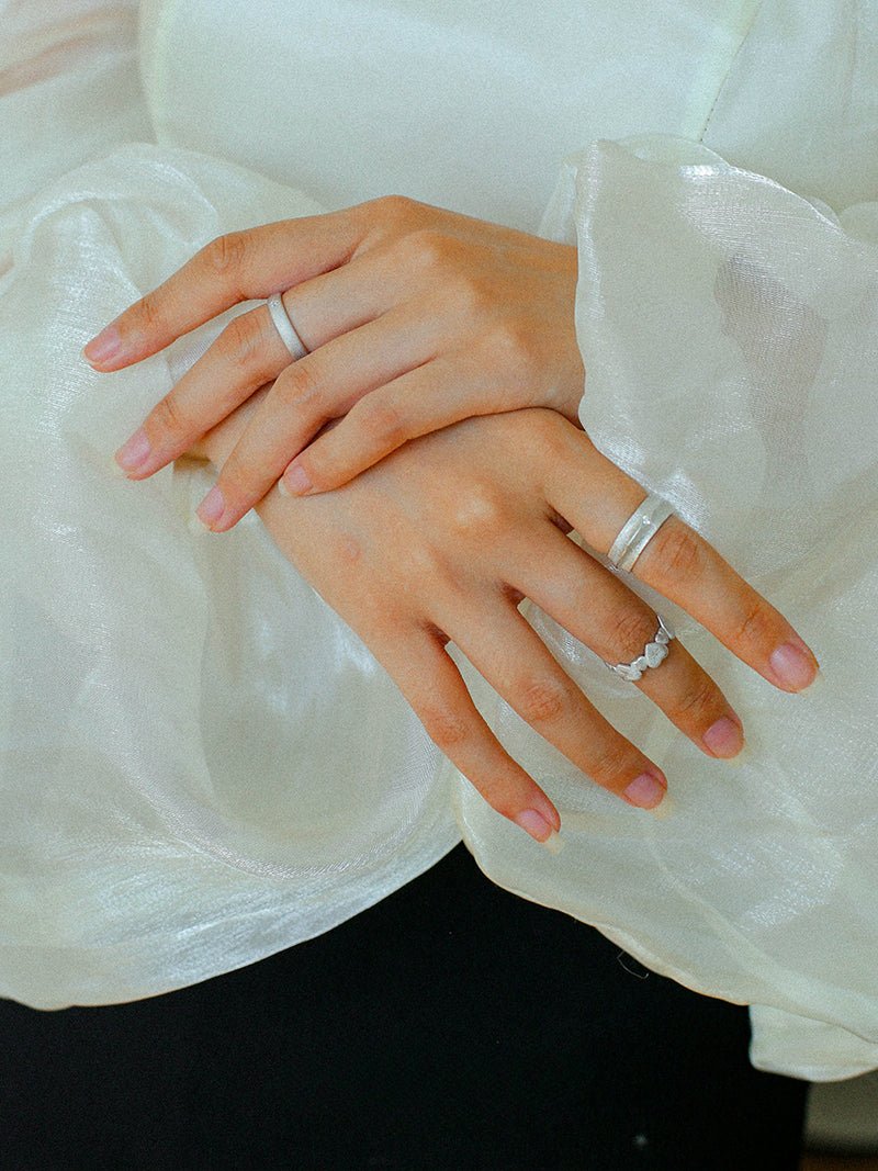 925 Silver New Lace Ring Brushed Matte Hollow Ring - floysun