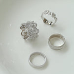 925 Silver New Lace Ring Brushed Matte Hollow Ring - floysun