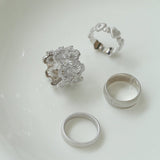 925 Silver New Lace Ring Brushed Matte Hollow Ring - floysun