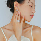 925 Silver New Lace Ring Brushed Matte Hollow Ring - floysun