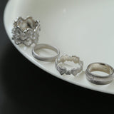 925 Silver New Lace Ring Brushed Matte Hollow Ring - floysun