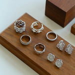 925 Silver New Lace Ring Brushed Matte Hollow Ring - floysun