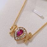 925 Silver Ruby Teardrop Necklace - floysun