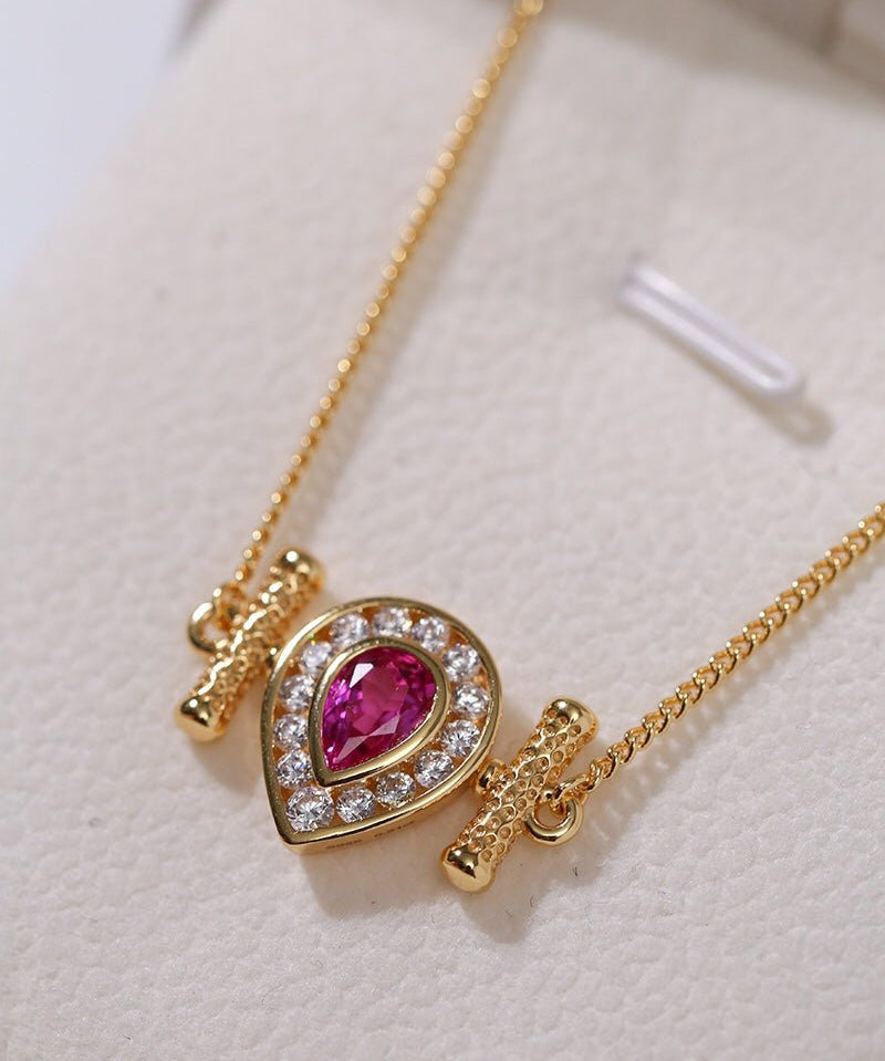 925 Silver Ruby Teardrop Necklace - floysun