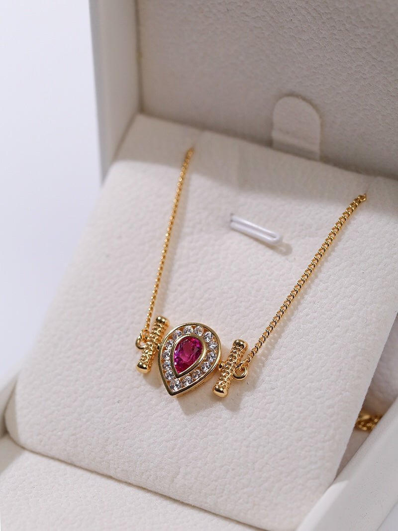 925 Silver Ruby Teardrop Necklace - floysun