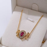 925 Silver Ruby Teardrop Necklace - floysun