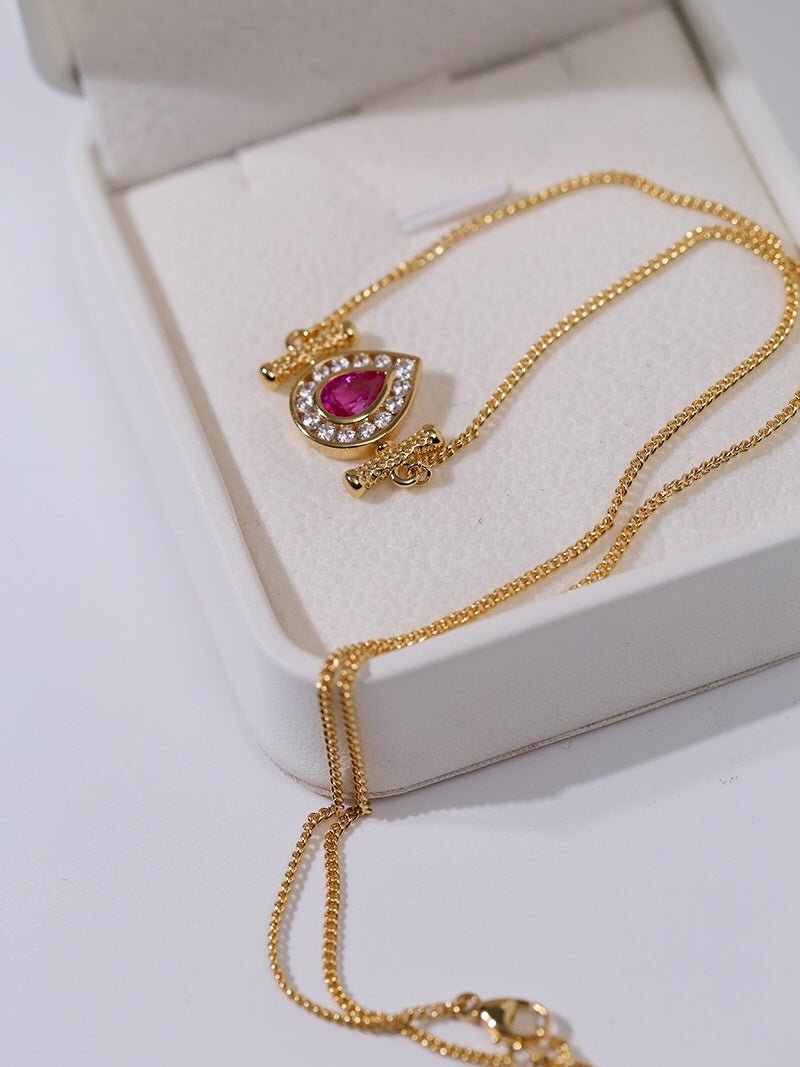 925 Silver Ruby Teardrop Necklace - floysun