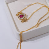 925 Silver Ruby Teardrop Necklace - floysun