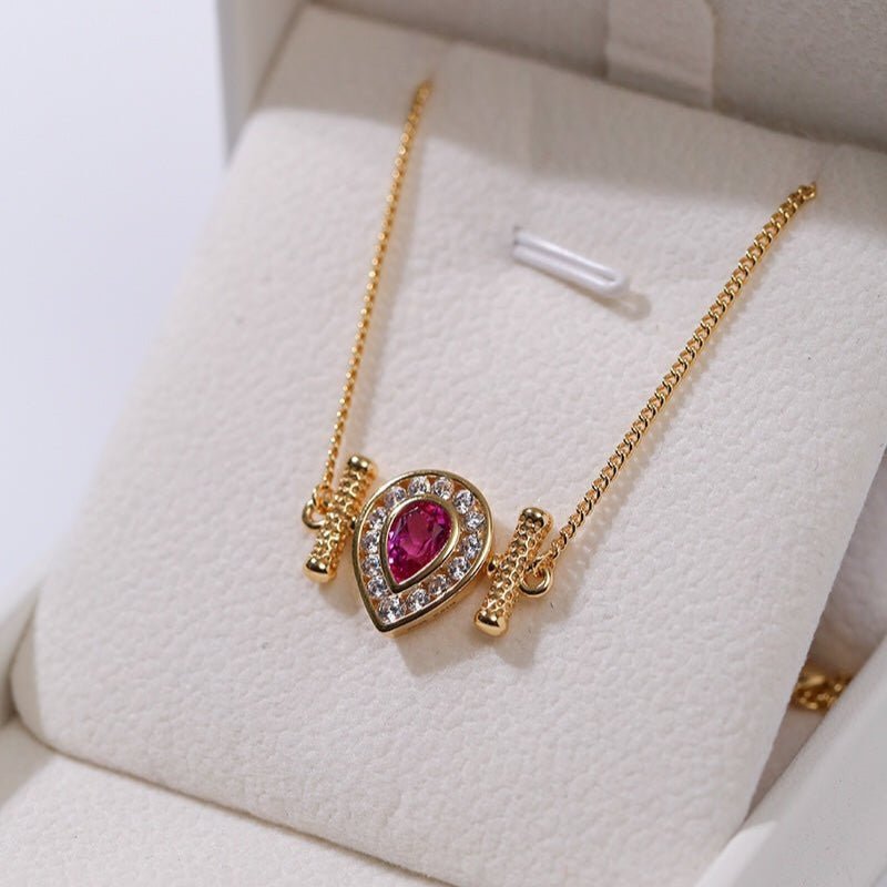 925 Silver Ruby Teardrop Necklace - floysun