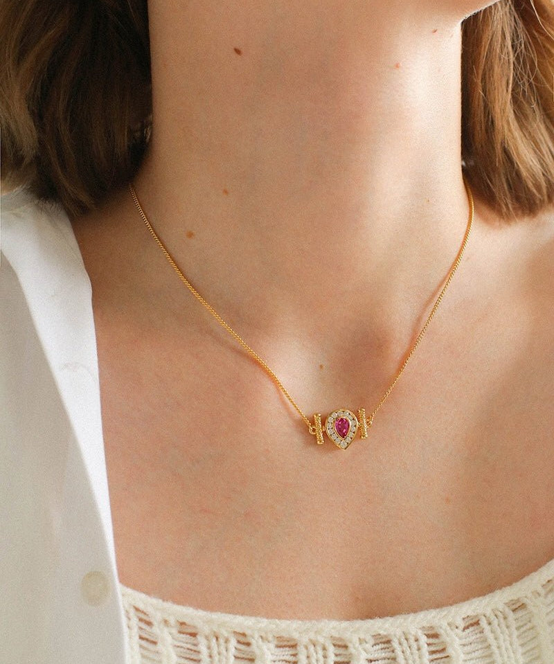 925 Silver Ruby Teardrop Necklace - floysun