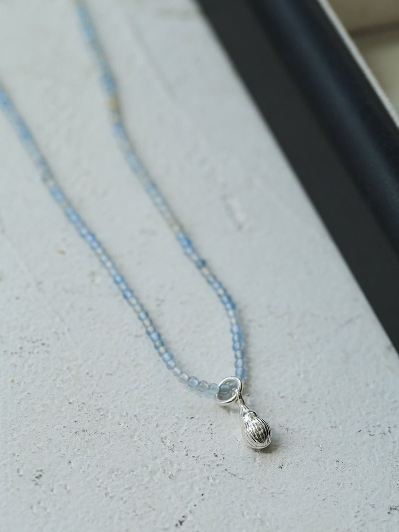 925 Silver Seashell Pendant Summer Gemstone Beaded Necklace - floysun