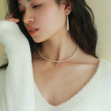 925 Silver Long Teardrop White Mother of Pearls Earrings