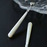 925 Silver Long Teardrop White Mother of Pearls Earrings