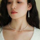 925 Silver Long Teardrop White Mother of Pearls Earrings