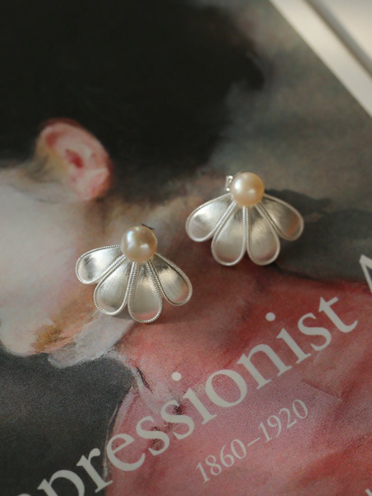 925 Silver Soma Flower Pearls Earrings - floysun