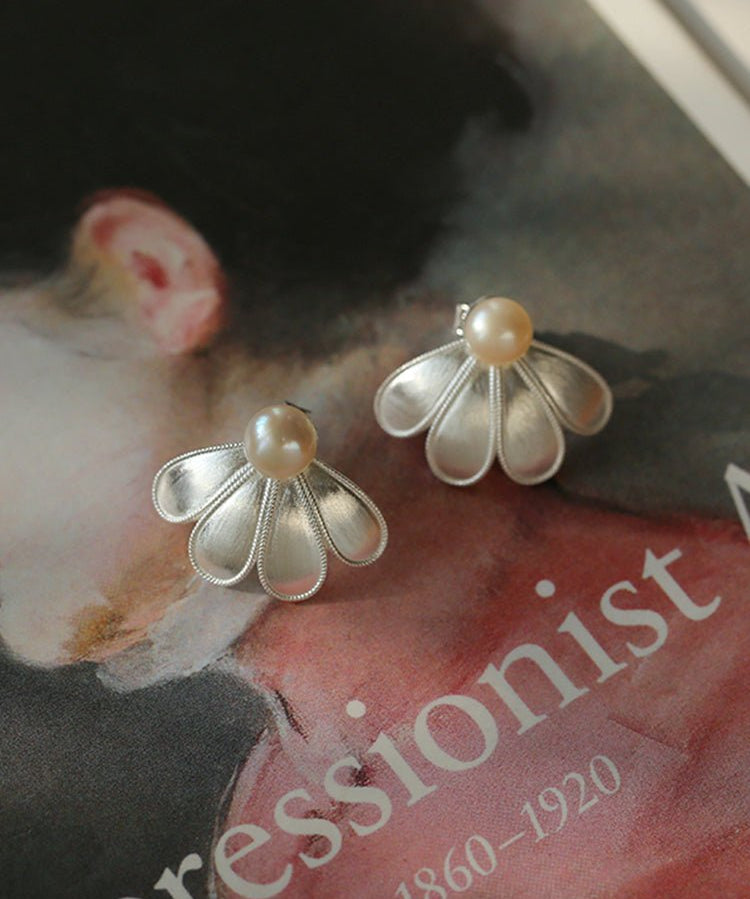 925 Silver Soma Flower Pearls Earrings - floysun