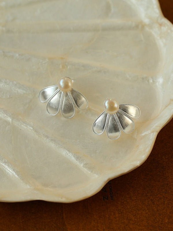 925 Silver Soma Flower Pearls Earrings - floysun