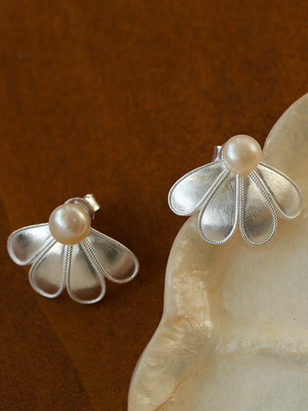 925 Silver Soma Flower Pearls Earrings - floysun