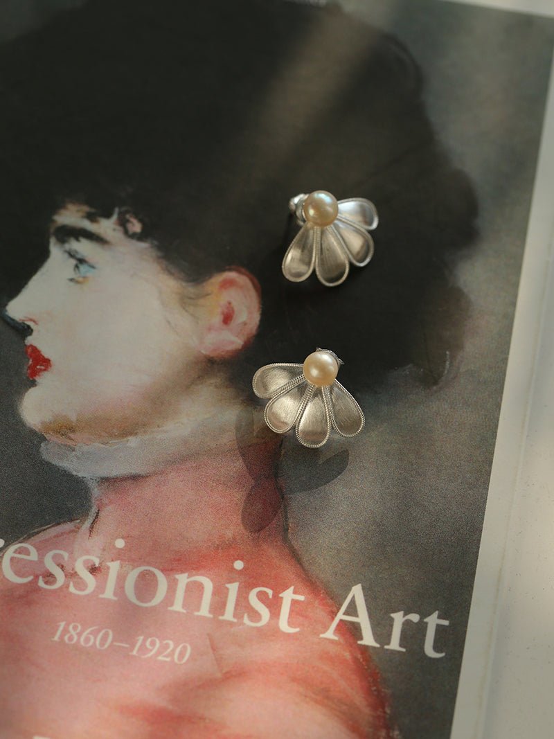 925 Silver Soma Flower Pearls Earrings - floysun