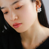 925 Silver Soma Flower Pearls Earrings - floysun