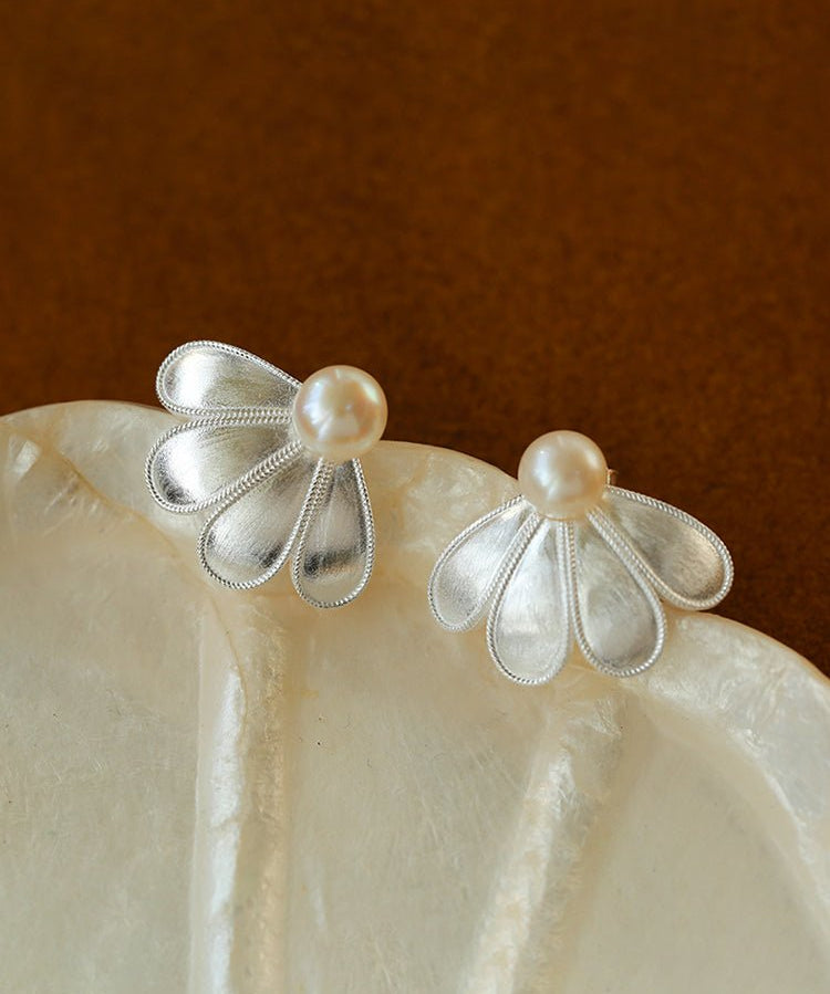 925 Silver Soma Flower Pearls Earrings - floysun