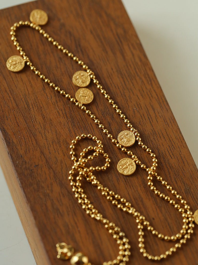 925 Silver Stacked Relief Mini Gold Coin Necklace - floysun