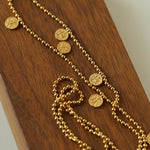 925 Silver Stacked Relief Mini Gold Coin Necklace - floysun