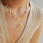 925 Silver Stacked Relief Mini Gold Coin Necklace - floysun