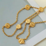 925 Silver Stacked Relief Mini Gold Coin Necklace - floysun