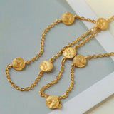 925 Silver Stacked Relief Mini Gold Coin Necklace - floysun