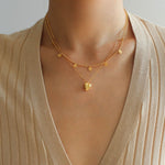 925 Silver Stacked Relief Mini Gold Coin Necklace - floysun