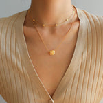 925 Silver Stacked Relief Mini Gold Coin Necklace - floysun