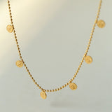 925 Silver Stacked Relief Mini Gold Coin Necklace - floysun