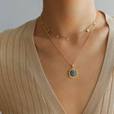 925 Silver Stacked Relief Mini Gold Coin Necklace - floysun