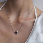 925 Silver Textured Clay Pendant Necklace - floysun