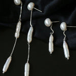 925 Silver Toothpick Dangle Pearl Earrings - floysun