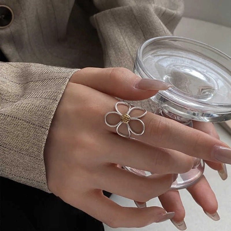 925 Sterling Silver Adjustable Daisy Ring Minimalist & Versatile Jewelry - floysun