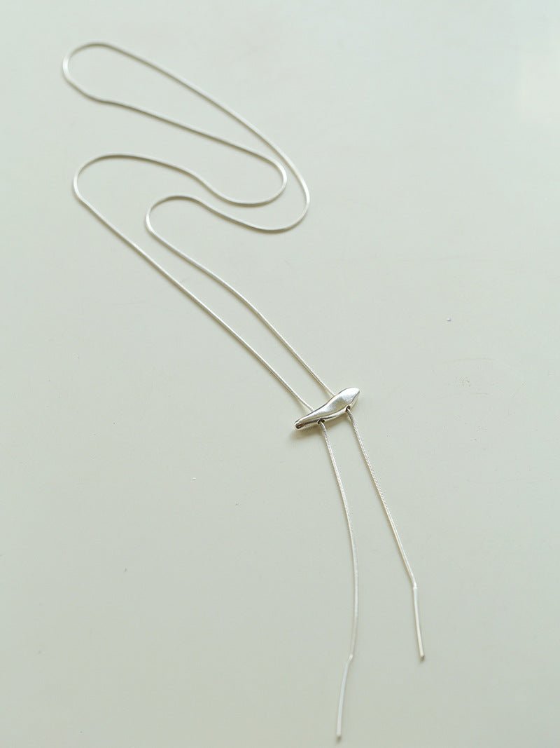 925 Sterling Silver Adjustable Pull - Chain Necklace Minimalist & Versatile Statement Piece - floysun