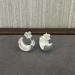 925 Sterling Silver C - Shaped Glossy Earrings - floysun