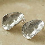 925 Sterling Silver Handmade Hammered Texture Earrings - floysun