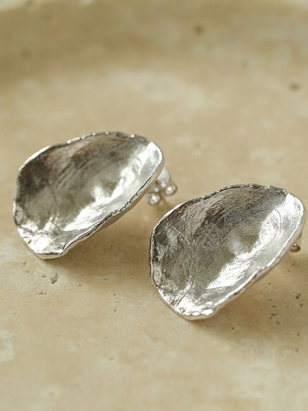 925 Sterling Silver Handmade Hammered Texture Earrings - floysun