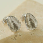 925 Sterling Silver Handmade Hammered Texture Earrings - floysun