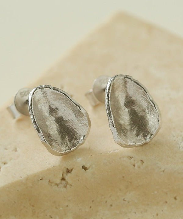 925 Sterling Silver Handmade Hammered Texture Earrings - floysun