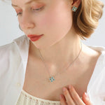 925 Sterling Silver Sky Blue Four - Leaf Clover Necklace - floysun