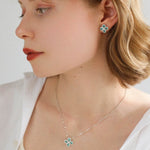 925 Sterling Silver Sky Blue Four - Leaf Clover Necklace - floysun