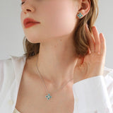 925 Sterling Silver Sky Blue Four - Leaf Clover Necklace - floysun