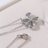 925 Sterling Silver Sky Blue Four - Leaf Clover Necklace - floysun