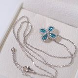 925 Sterling Silver Sky Blue Four - Leaf Clover Necklace - floysun